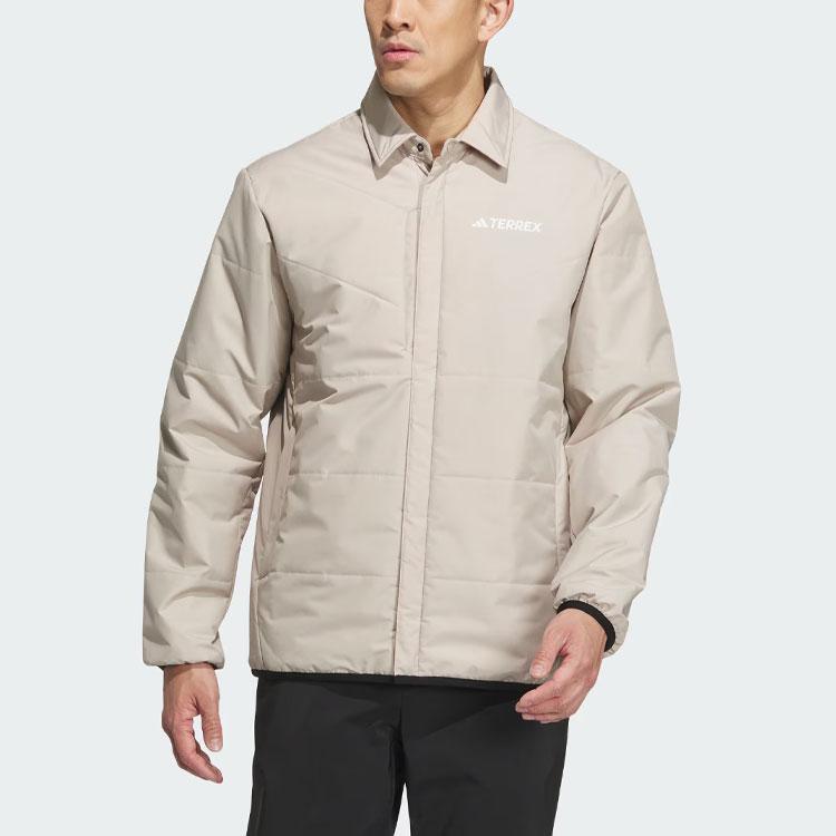 Adidas Padded Jacket Solid Color Logo Outdoor Sports Jacket Men Jacket Beige IL9015