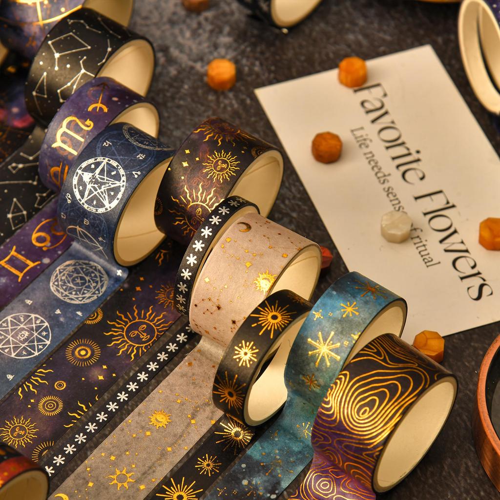 Набор Songdao Washi «Галактика и Звезды» Маскировочная лента с фольгированием и дизайнами туманностей Идеально для и упаковки подарков x 2 м ленты, и Небо, 36 рулонов Золотой/Серебряный
