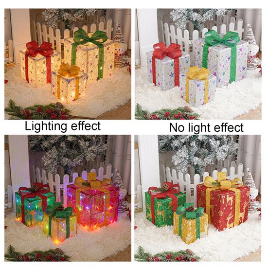 3 шт./компл. рождественские светящиеся подарочные коробки украшения светодиодная гирлянда подарочная коробка с пультом дистанционного управления ленты банты рождественская подарочная коробка для декора двора для вечеринки
