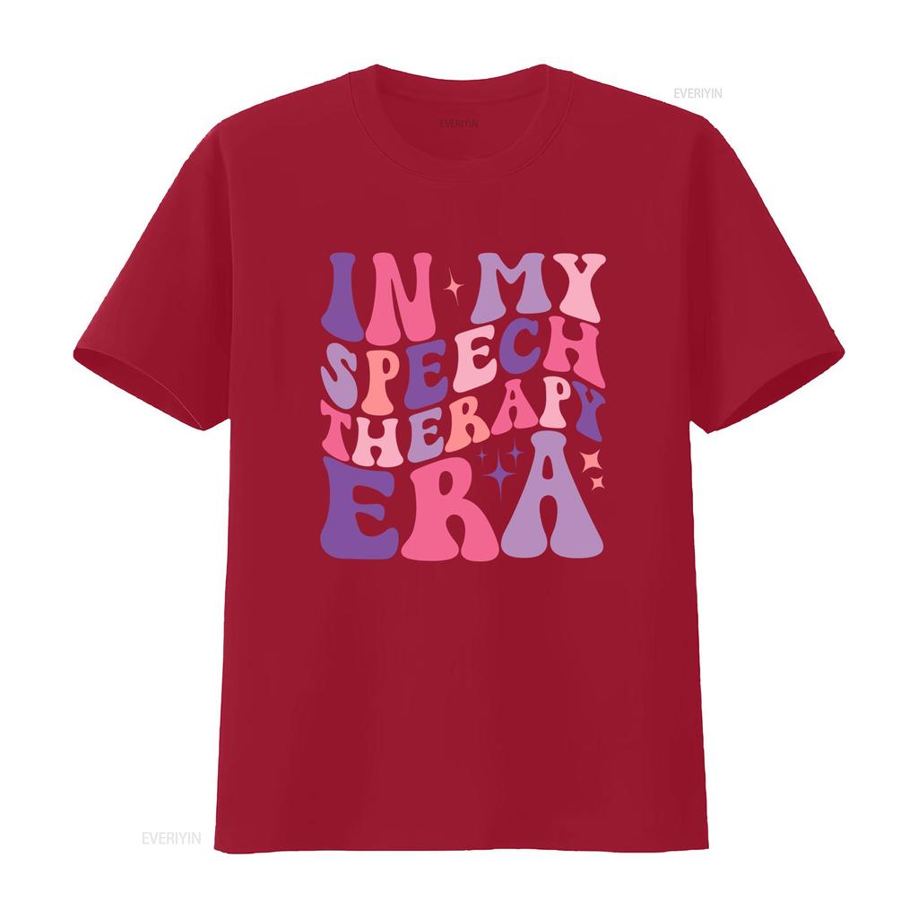 Retro Groovy In My Speech Therapy Era Slogan Print Casual T Shirt vintage Washed Top For Everyday Wear graphic streetwear