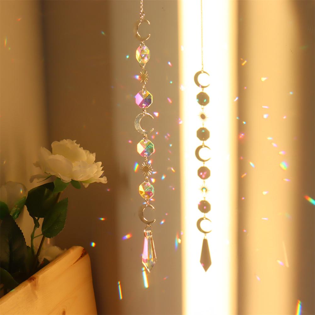 Crystal Star Sun Wind Chimes Hexagon Diamond Prisms Hanging Light Catcher Rainbow Make Window Curtains Pendant Home Room Deocr