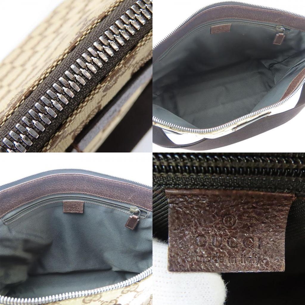 Used GUCCI Shoulder Bag 110054 GG Canvas/leather Beige Dark Brown Diagonally Hung