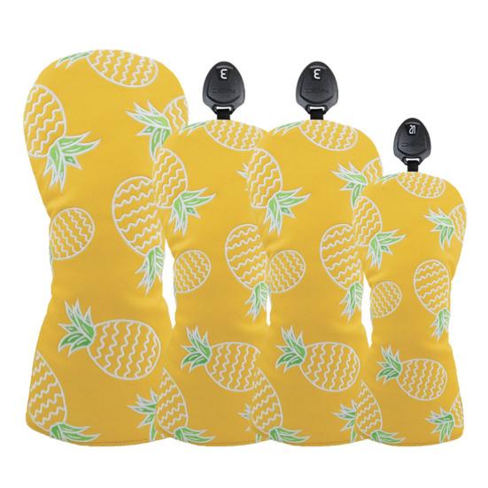 Чехлы для гольф-клюшек из искусственной кожи с принтом ананаса, защитные чехлы для головок паттеров, устойчивые к пятнам