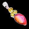 Bi-Color Tourmaline, Citrine 925 Sterling Silver Jewelry Pendant 2.6"  AH-3288