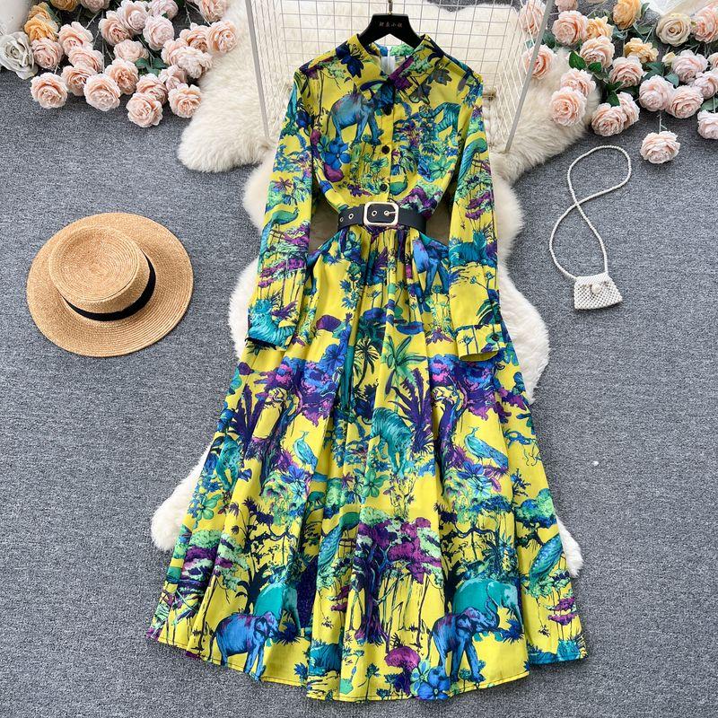 Mild Luxury Retro Atmosphere Temperament Printed Dress