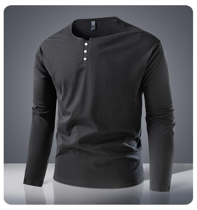 [Chinese style Henry collar] Milan cotton men's T-shirt