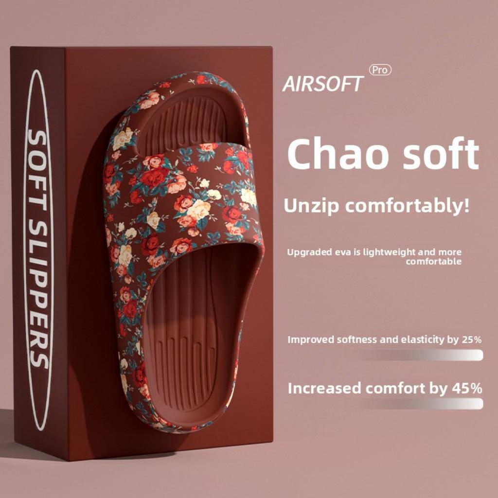 Romantic Floral Style Home and Outdoor Dressing Scene, Women's Preferred Printed Breathable Slippers, Fashion Slippers, Flat Heel