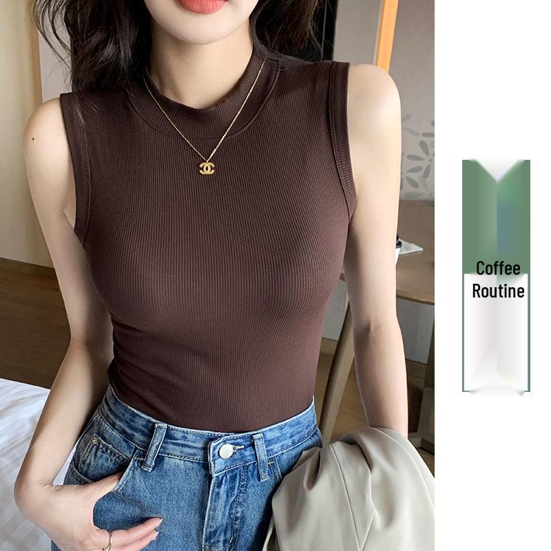 H520 Женская майка без рукавов в рубчик с круглым вырезом - Скрывает жир под мышками, Идеально подходит в качестве топа или нижнего белья