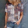 Mixed Color Woven Pattern Women's Round Neck Short Sleeved T-shirt, Comfortable and Fashionable - New Summer Products for 2025