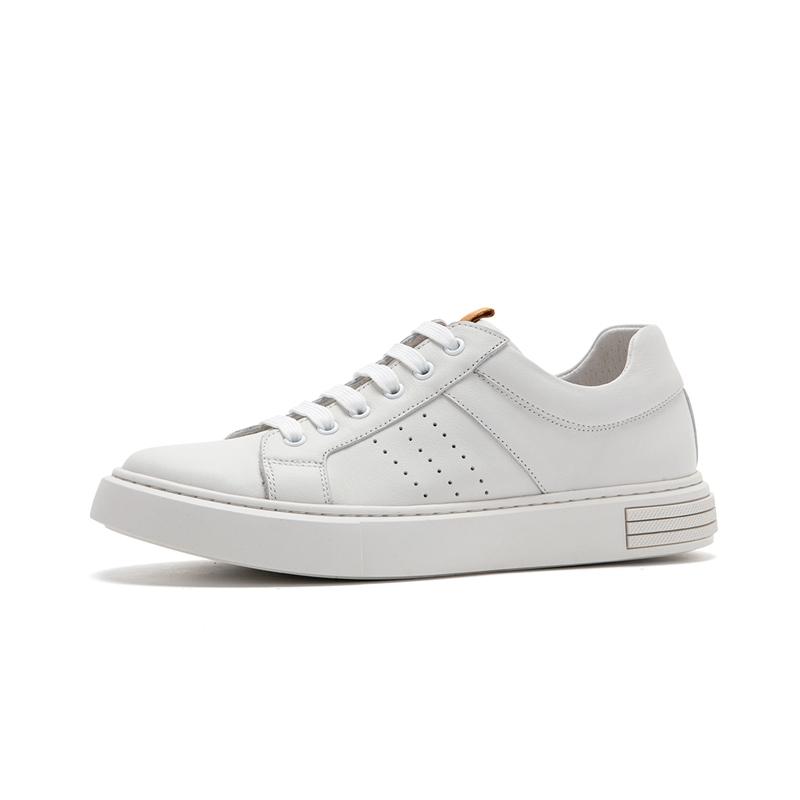 Classic White Leather Casual Sneakers Women Lightweight Breathable Low Top Lace Up Walking Shoes Platform Fashion Footwear