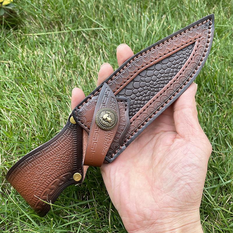 Прямой держатель для ножей с фиксированным лезвием, 24 см, спилок из воловьей кожи, тисненые ножны, универсальный чехол для ножей, кобура для охотничьих ножей