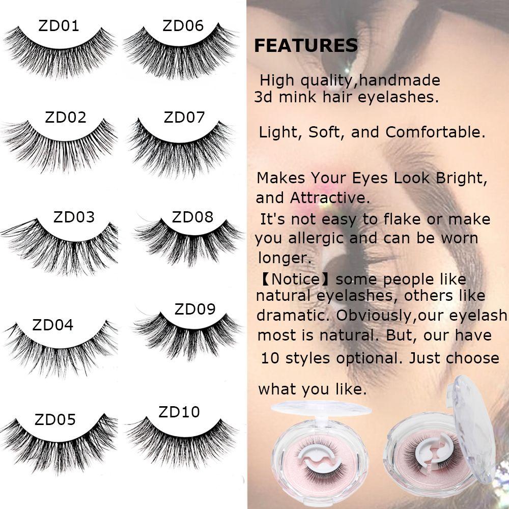 Fake Eyelashes No Glue Needed Thick Natural Curly Reusable 3D Mink Self-adhesive False Eyelashes