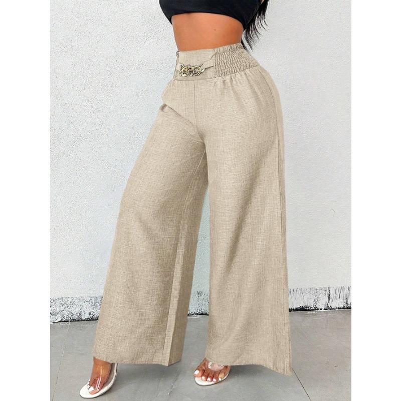 YYFS Women's Fashion Casual Solid Color Print High Waist Trousers Pants & Capris