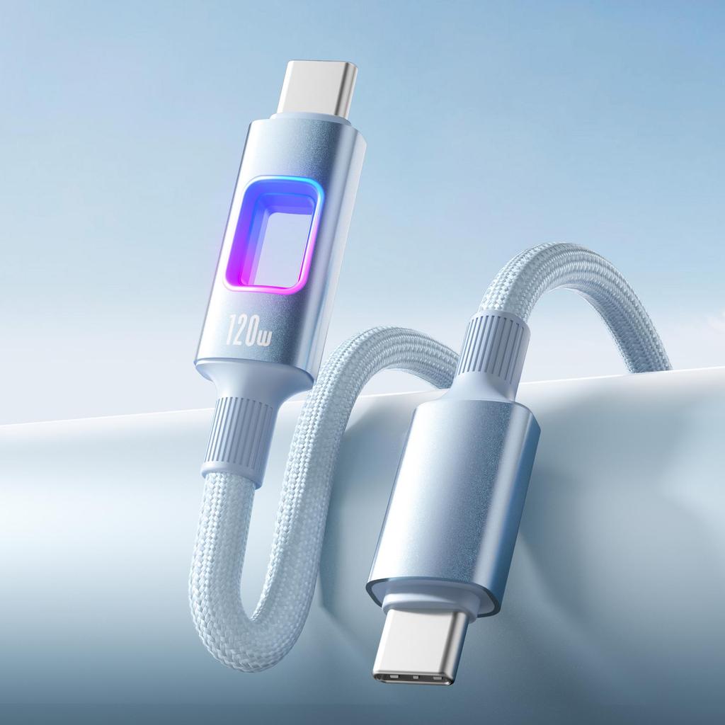 Двойной кабель Type-C 120 Вт для быстрой зарядки ноутбуков Apple 15/16, Huawei, Xiaomi - Совместим с 6A