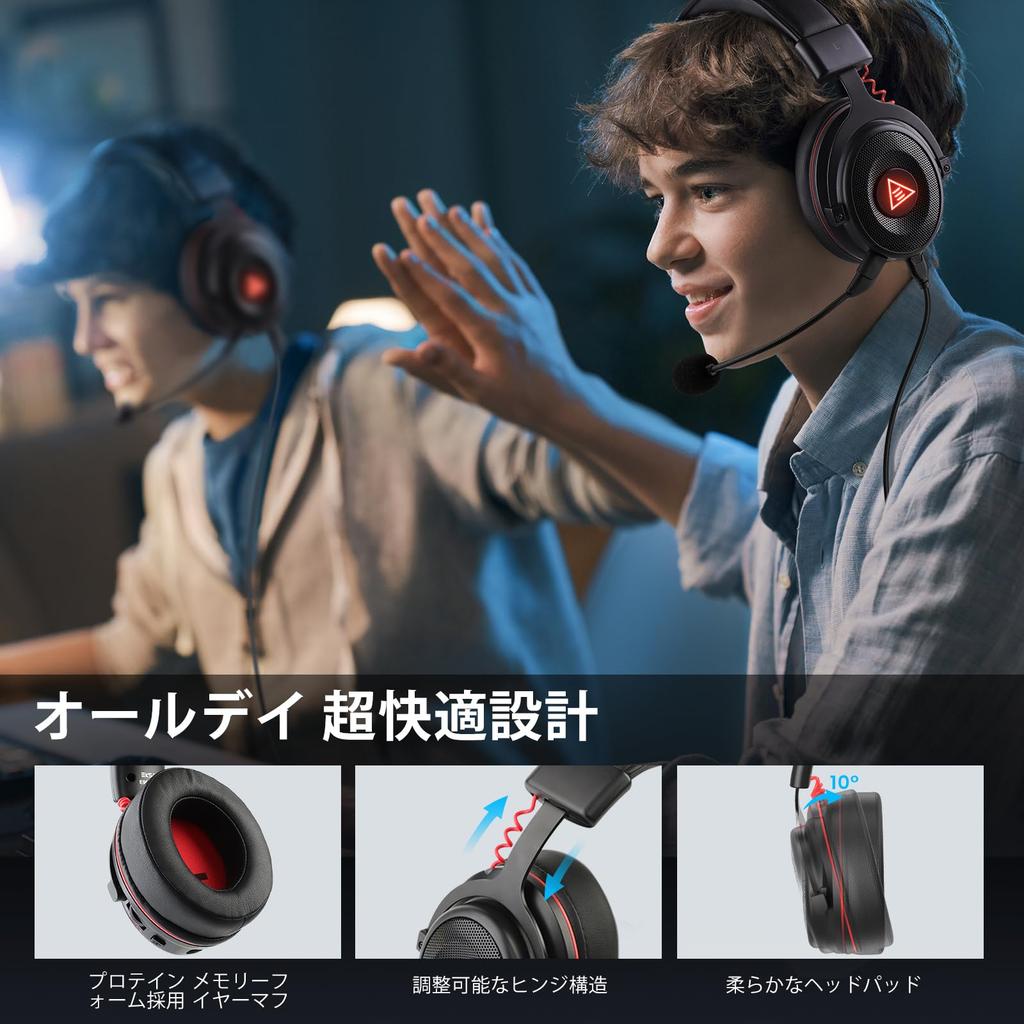 EKSA Gaming с Surround, Съемный RGB 50 мм, Кожаный, Шумоподавление, Высококачественный Звук, Совместим с Гарнитурой, Проводной, Микрофон, 7.1-канальный Звук,