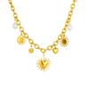Ожерелье Капля Сердце Солнца Нержавеющая Сталь Золотой Цвет Ювелирные Аксессуары для Женщин