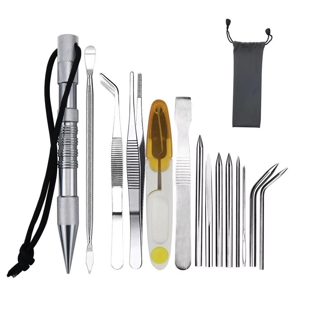 12 Pcs Aluminum Paracord Needle Set Lacing Needles Smoothing Tool 9 Sizes Knitting Tools Sewing Cord Weaving Craft Accessories