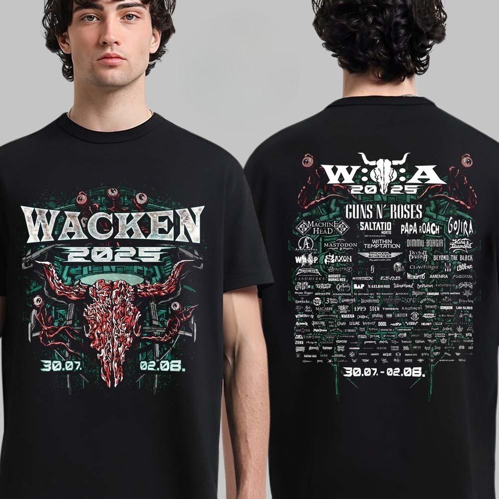 Fashion Wacken Open Air 2025 Festival From July 30 To August 2 2025 In Schleswig Holstein Germany Roses Two Sided T-Shirt