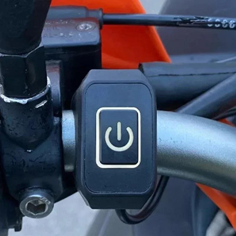 22mm Motorcycle Switch Button Handlebar Mount Waterproof Modified Switch Headlight Horn Control ON/OFF with LED Display Lamp