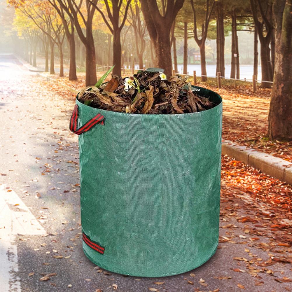 Foldable Garden Waste Bag Large Capacity Reusable Trash Storage Container Waterproof PP Woven Bag 100/200/300/400/500L