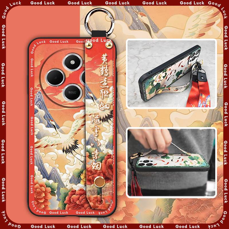 Waterproof Elderly lady Phone Case For Redmi A4 5G For Mom Wrist Strap Silicone Protective Soft case Phone Holder Ring