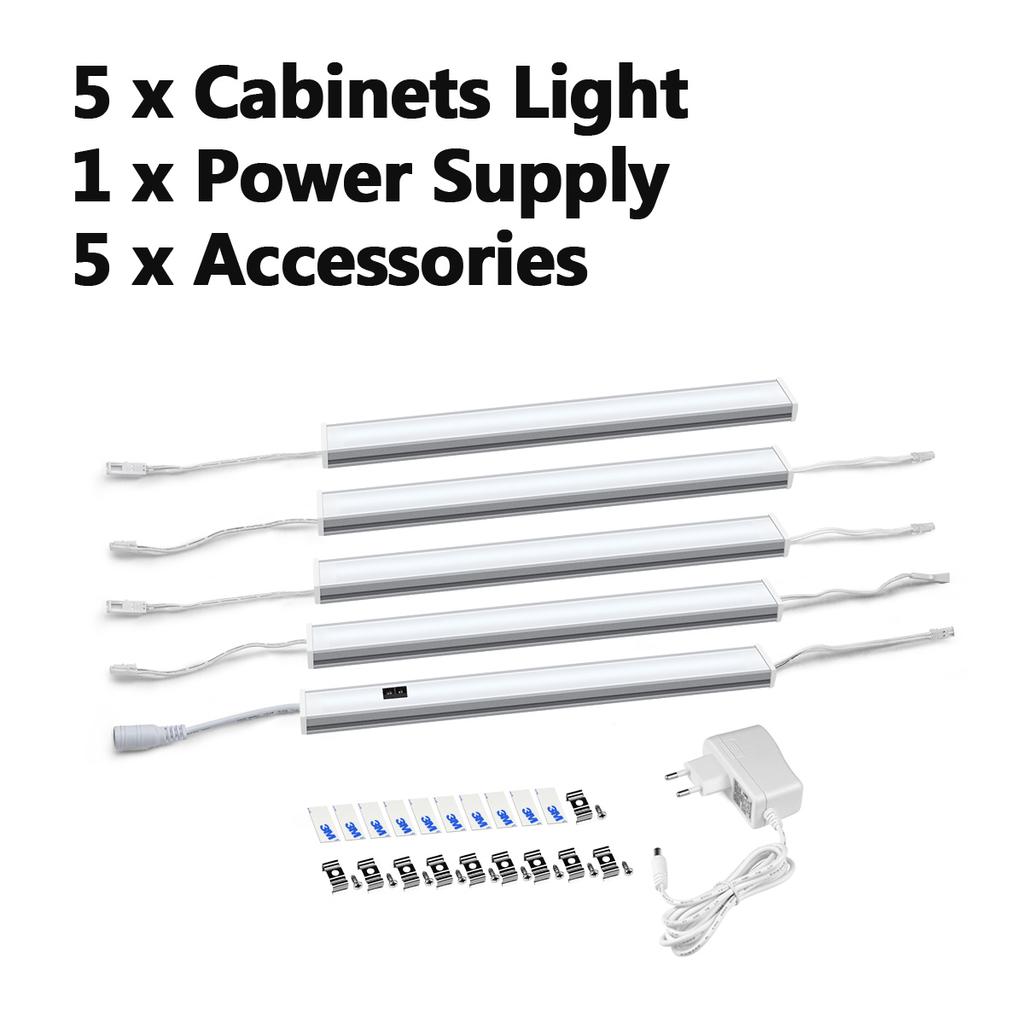 1-5 шт., 40 см, 6 Вт, умная ручная кухонная лампа, серия светодиодных светильников для шкафа, шкафа, спальни, лестницы, ночной датчик движения, освещение с вилкой европейского стандарта