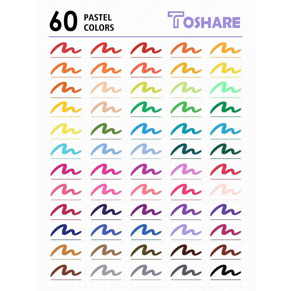 TOSHARE (TOSHARE) Art Marker Pen Dual Tip Coloring Marker Set with Brush & Fine Tip Adult Colorin...