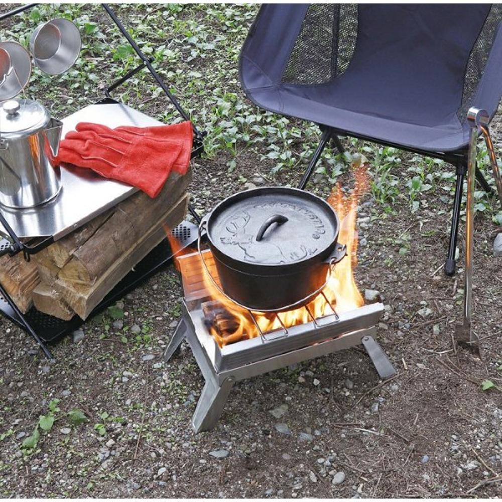 Captain Stag Ug 0110 [печь для барбекю, костер, подставка, ящик для гриля, тип A4, простая сборка, сумка для хранения, в комплекте, нержавеющая сталь]