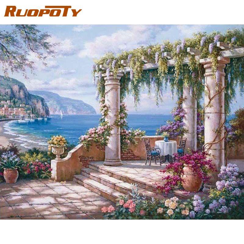 RUOPOTY Картина маслом, набор для рисования по номерам, акриловая краска, ручная роспись, настенное искусство для домашнего декора, 40x50 см