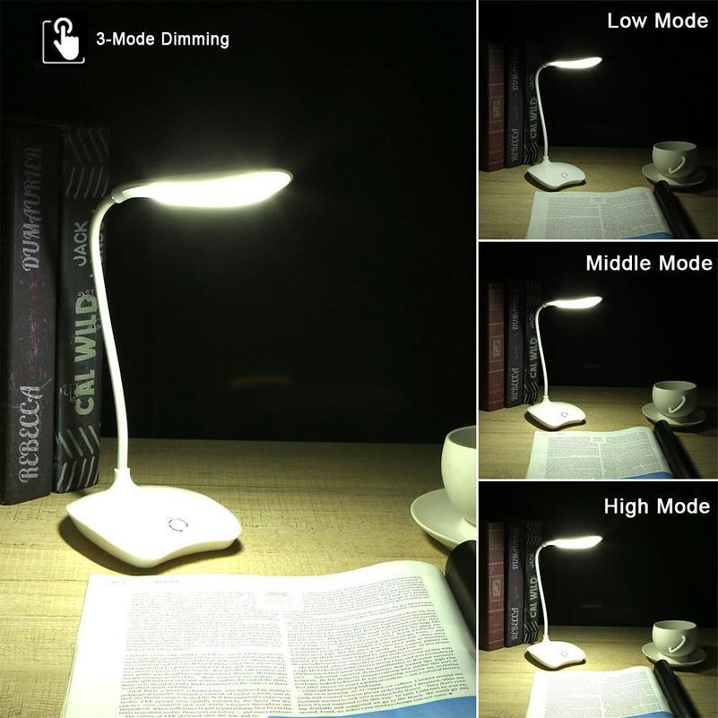 GZDL 14 LEDs Desk Lamps USB Charging Reading Light Touch 3 Mode Flexible Table Lamp with Clip