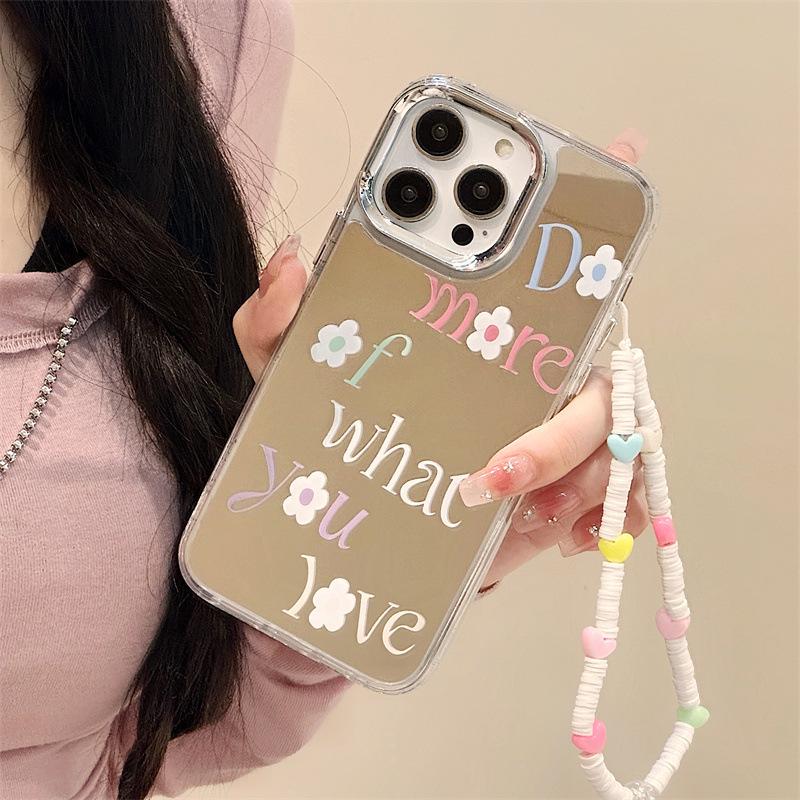 Чехол Zhitai Apple Mirror для iPhone 15 Pro Max: Три в одном с браслетом — подходит для iPhone 12, 13, 14