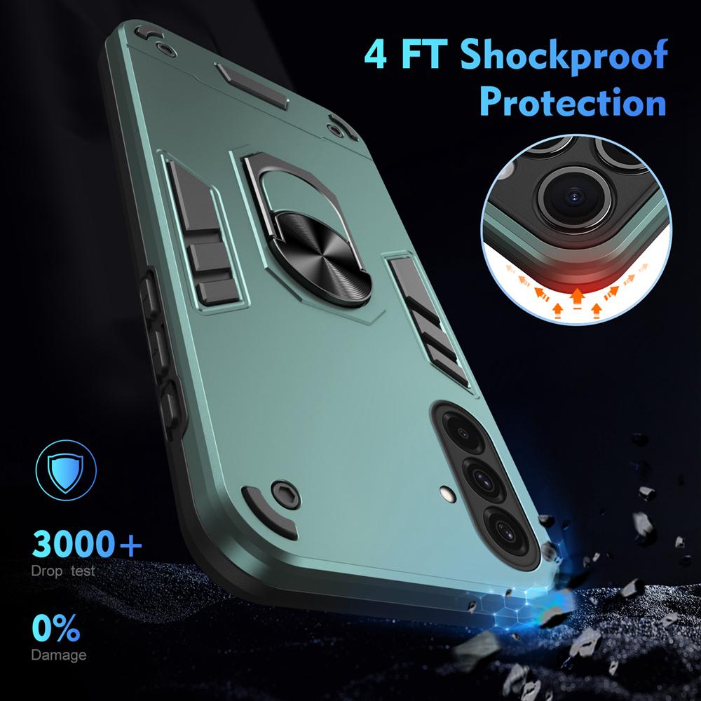 KEYSION Shockproof Armor Case for Samsung A56 5G A36 A26 Soft Silicone+PC Ring Stand Phone Back Cover for Galaxy A16 A26 A36 A56