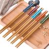1Pairs Anti Slip Design Classic Wooden Chopsticks 24CM Sushi Kitchen Tool Printed Chopsticks