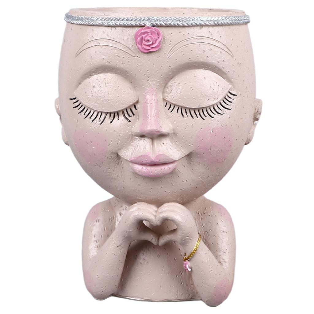 Горшок для растений в виде лица из смолы Love Style Lady Head Succulent Planter Women Face Flower Pot with Drainage