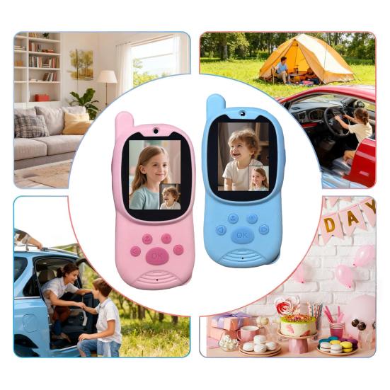 2 шт. Детская игрушка видеодомофон с экраном, дальнобойный портативный беспроводной интерфон с голосовыми эффектами, для помещения и улицы, рация для мальчиков и девочек