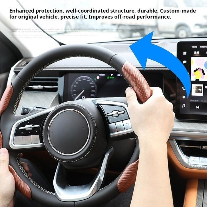 2Pcs for GWM Tank 300 400 500 Hi4-T Car Steering Wheel Cover All-season Carbon Fiber Pattern Anti Slip Cover Car Accessories