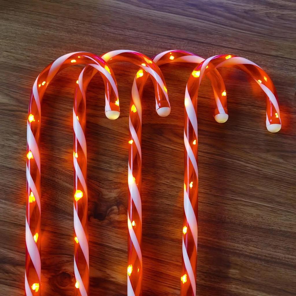 Solar Candy Cane Christmas Lights: Outdoor Waterproof Decorative Star Lights for Lawn and Landscape