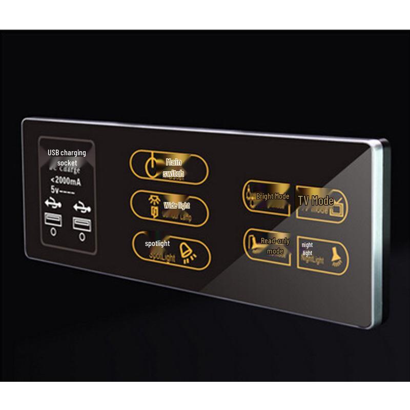 Brushed Metal Hotel Smart Panel: Temperature Control, Dimming Switch & Five-hole Socket