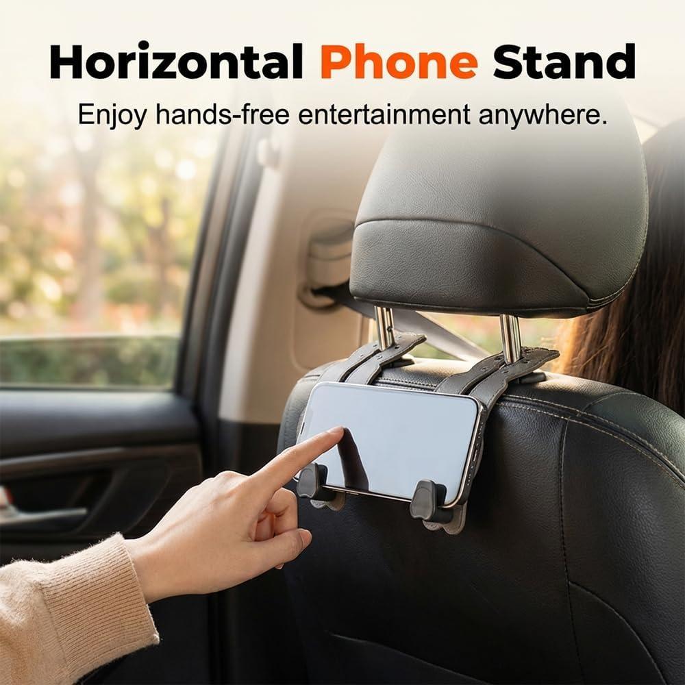 Car headrest hooks, leather-wrapped double-headed hooks, universal seat back storage bags