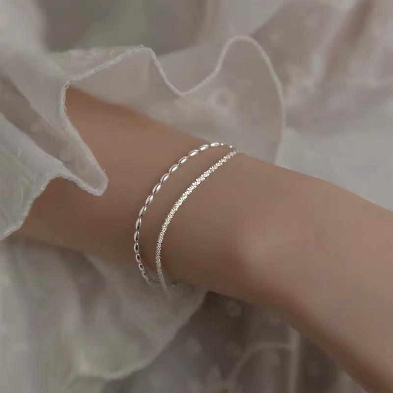 S925 Sterling Silver Double Layer Starry Bean Bracelet - Rippling Korean Style Women's Jewelry