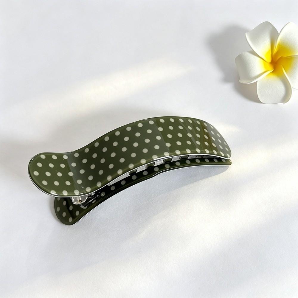 Curved Shape Hairpin Plaid Hair Barrettes Elegant Polka Dot Duckbill Clip Half Up Hair
