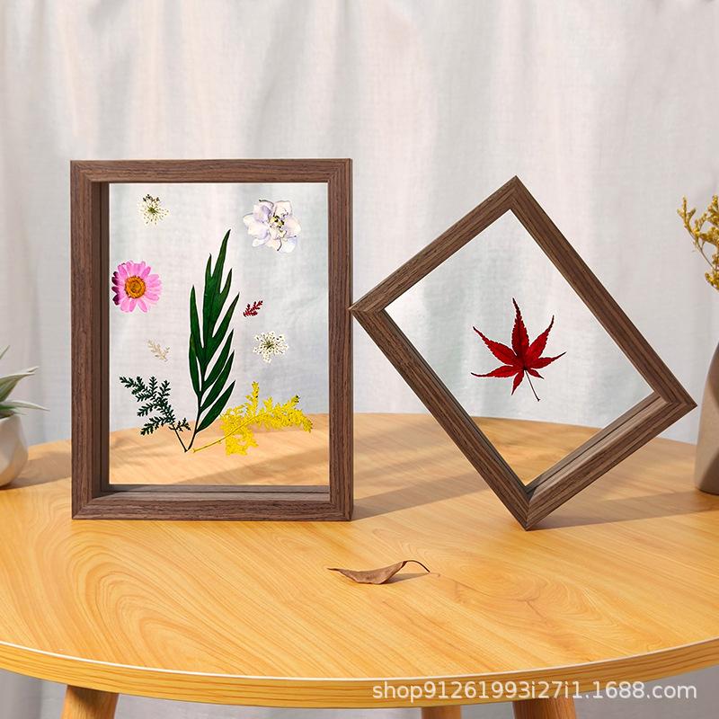 Double-Sided Transparent Glass Frame Creative Décor for Plants, Leaves, and Papercuts Versatile Picture Frame Artwork Display