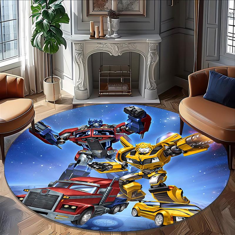 1pc Transformers1 Design Printed Area Round Carpet for Bedroom Living Room Home Decor Rugs Mat Non Slip Mat Rug for Bedside