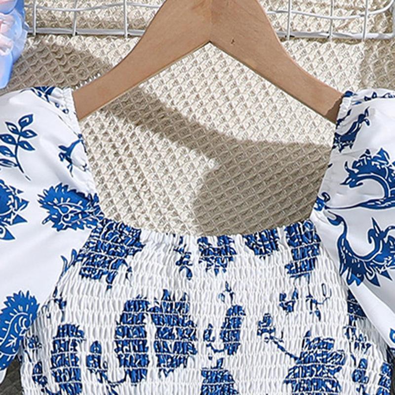 Платья для девочек от 6 до 12 лет+, летние детские новые модные супер красивые платья принцессы с объемными рукавами и принтом