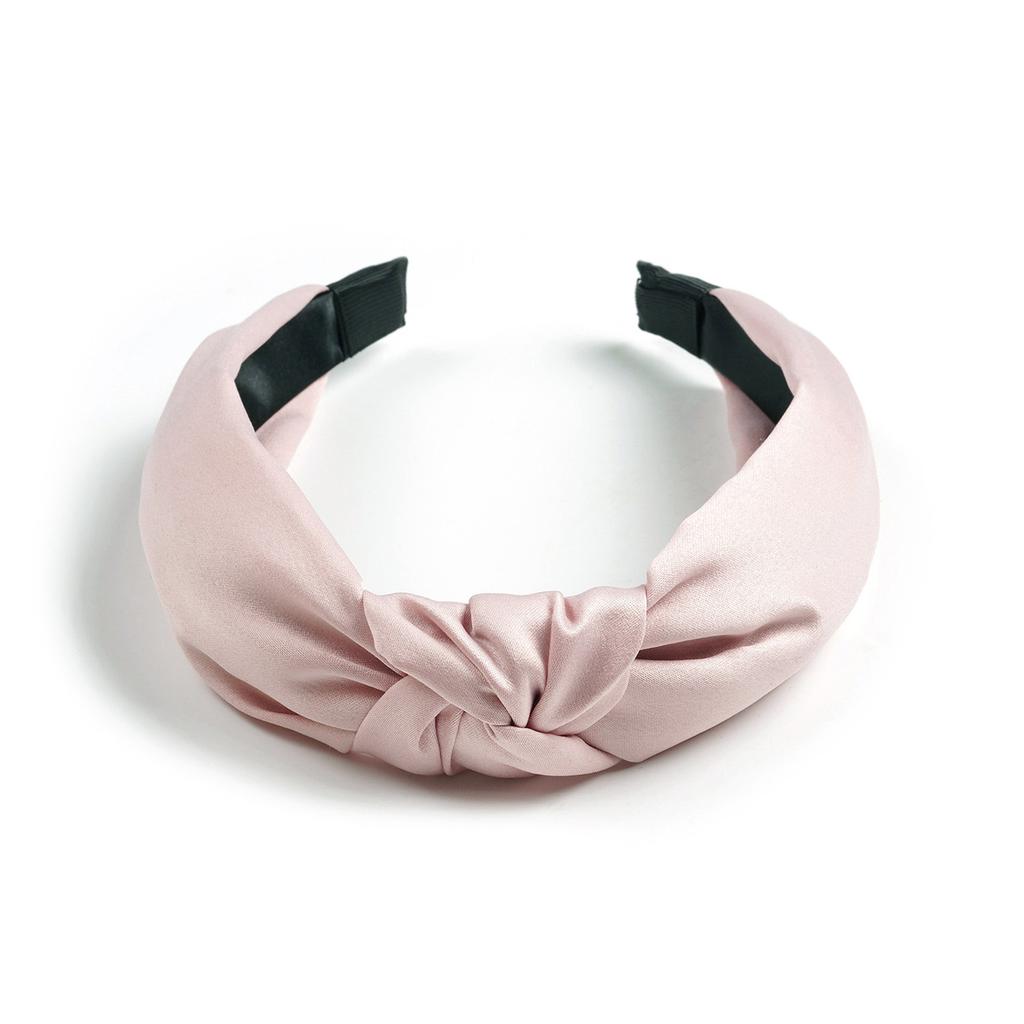 Popular Solid Color Satin Headband Simple Cross Knotted Headband Women'S Temperament Small Fresh Hair Accessories