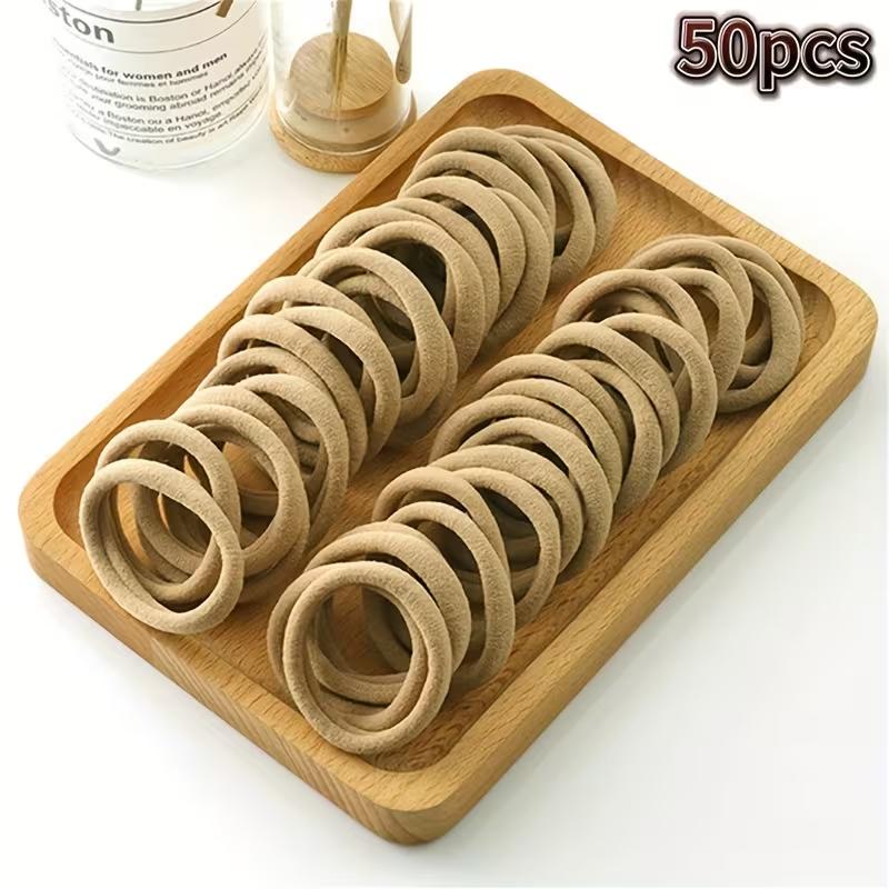 50PCS High Elastic Hair Bands Thick Ponytail Holders Durable Hair Ties for Women Girls Daily Hair Accessories