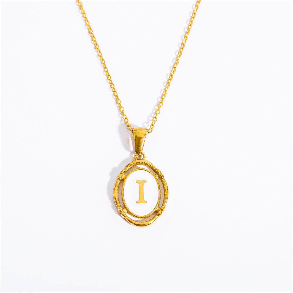 Color Retention 26 Letter Pendant Oval Necklace Necklace 26 Letter Electroplated Real Gold