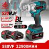 520N.M Brushless Electric Impact Wrench 1/2 Inch Cordless Hexs Socket Kit Screwdriver Power Tool For  Makita 5BBVF/18V Battery