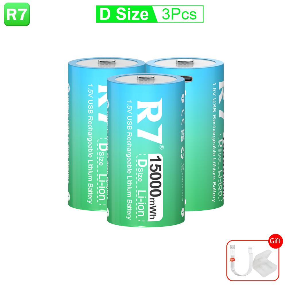 1,5 В LR20 15000 мВтч литиевая аккумуляторная батарея размера D с зарядным кабелем Type-C, для фонариков, газовых плит и водонагревателей