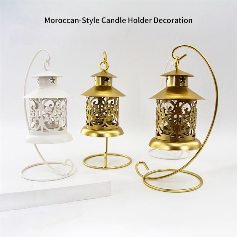 Moroccans Wrought Iron Hanging Candle Lanterns Tealight Holders With Intricate Cutout Pattern For Romantics Home Decors